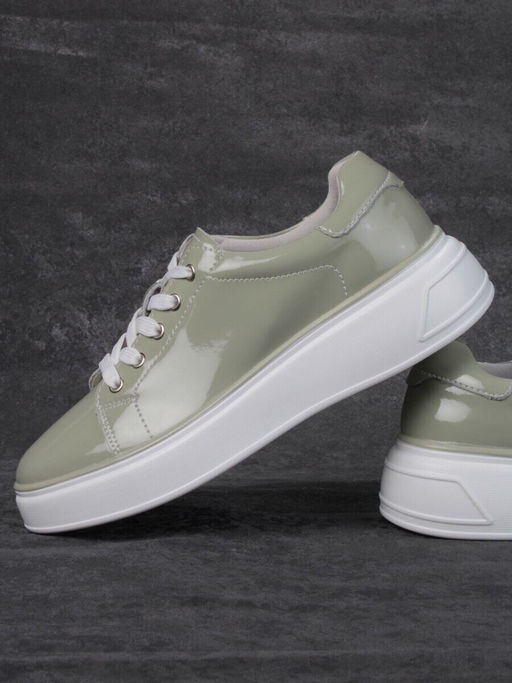 05-PDD215-3 GRAY GREEN Кроссовки женские (натуральная кожа)