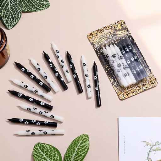 Цена за 4 шт. Свеча для торта «Лапки», 12 шт., 8 см, черные и белые