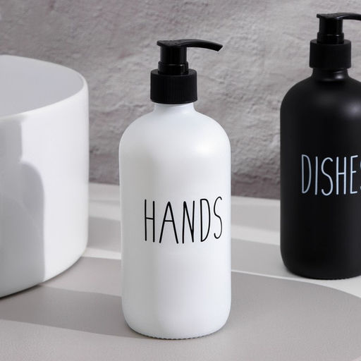 Набор дозаторов для мыла и моющего средства, 500 мл, стекло, чёрный, белый - Simaland фото 3