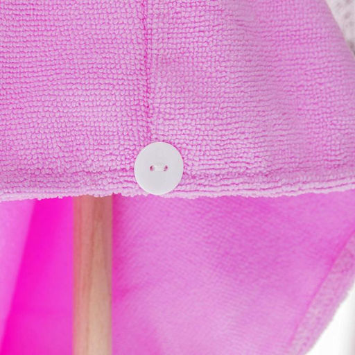 Чалма для сушки волос Доляна, микрофибра, с пуговкой, розовая