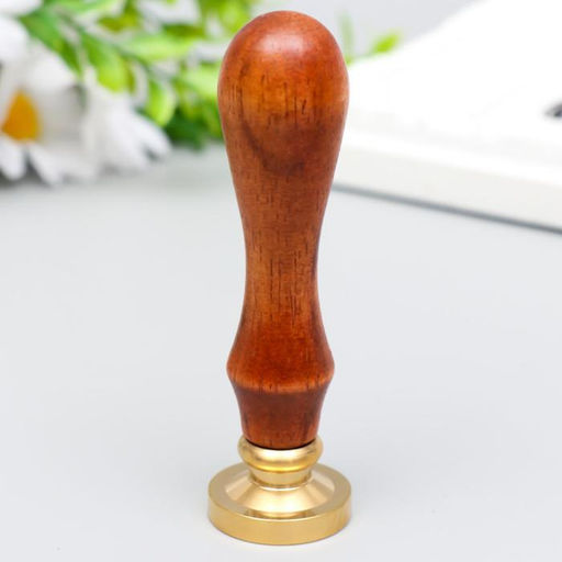 Печать для сургуча с деревянной ручкой «Геральдическая лилия с цветами», 9×2.5×2.5 см