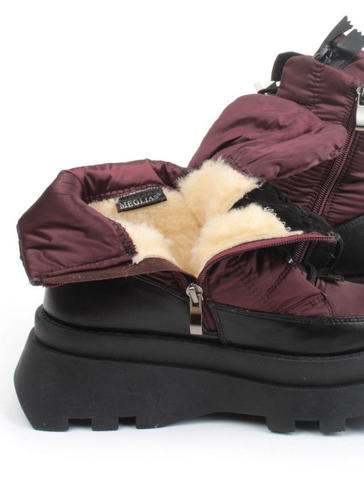 02-FAS16-4Z VINOUS/BLACK Дутики женские (искусственная кожа, плащевая ткань, шерсть) - Фабричный китай фото 4