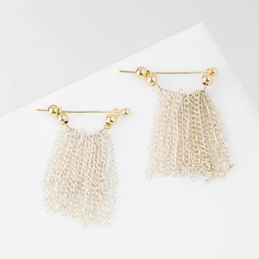 Серьги металл Цепи сборка, цвет серебряно-золотой, 2 см