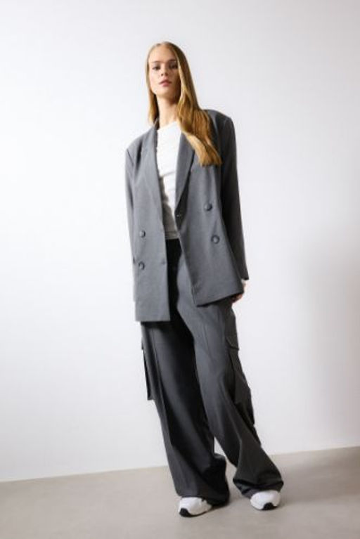 Pensli Pantolon Wide Leg Genis Bol Paca Kargo Cepli Yuksek Bel Basic Duz Standart Boy