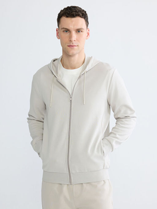 Kap??onlu Erkek Fermuarl? Sweatshirt