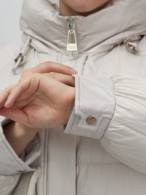 Куртка зимняя женская с капюшоном модная бежевого цвета 7341B - Visdeer фото 13