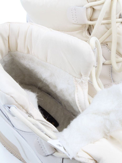 04-WG039-2M WHITE/BEIGE Ботинки зимние женские (натуральная кожа, курточная ткань, 100% шерсть)