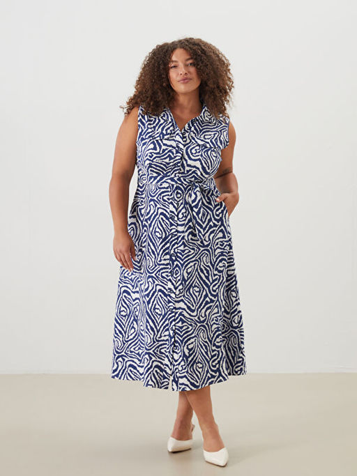 Regular Fit Desenli G?mlek Elbise