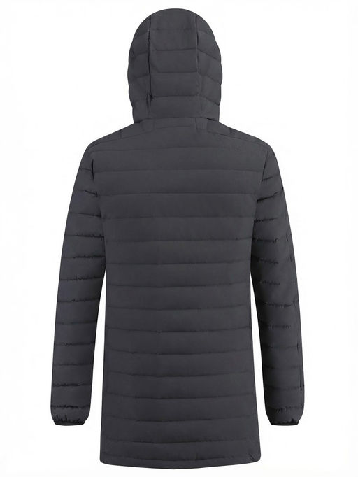 Куртка мужская удлинённая стёганая с капюшоном и графеновой подкладкой утеплитель тинсулейт