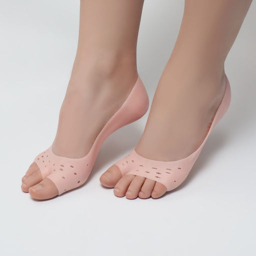 Носочки для педикюра, силиконовые, с перфорацией, с разделителем, универсальный размер, 17×7 см, бежевые