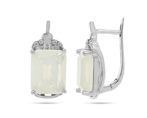 Серьги из серебра лунный камень, МЦВ988