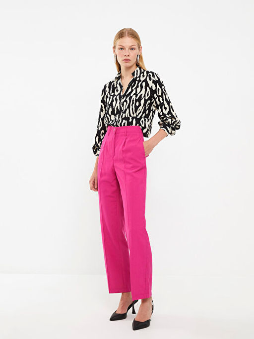 Kad?n Y?ksek Bel Rahat Kal?p D?z Pantolon