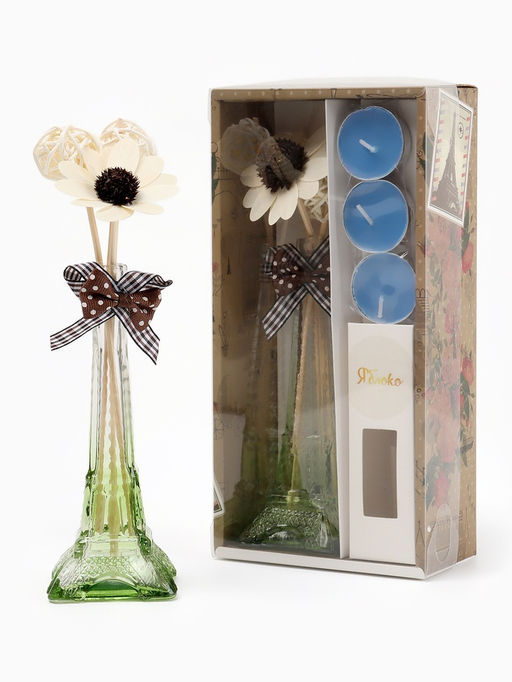 Набор подарочный «Париж» (диффузор и свечи) яблоко, «Богатство Аромата»