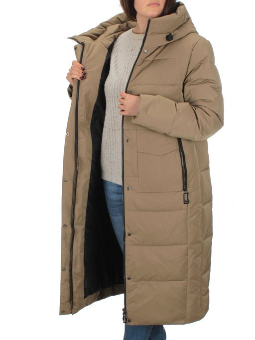 M-22120 DK. BEIGE Пальто женское зимнее (био-пух) - Фабричный китай фото 7