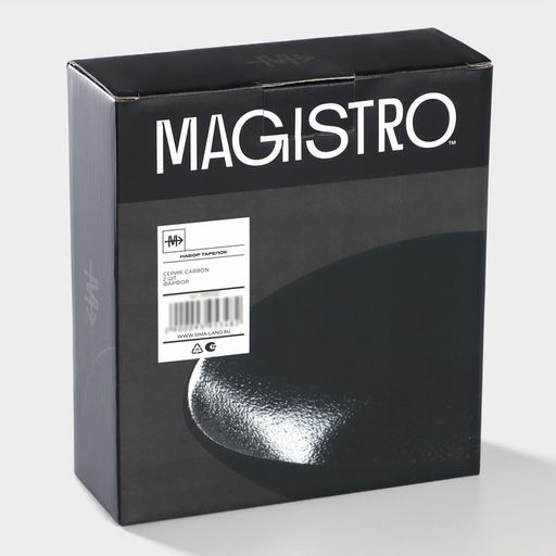Тарелки глубокие Magistro Carbon, 17.5×15 см, набор 2 шт., фарфор, чёрные