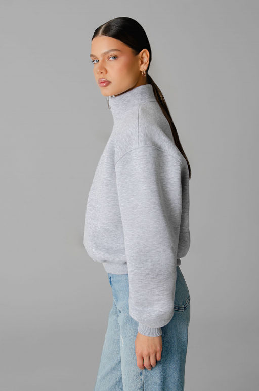 Арт. 1904 Свитшот женский с начесом полузамок 42-50 (5 шт) Цвет:серый меланж - Калинка фото 5