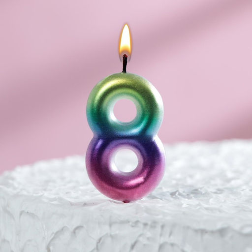 Цена за 3 шт. Свеча в торт Акварель, цифра 8, 5,5 см