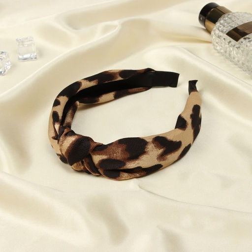 Цена за 2 шт. Ободок для волос QF «Кокетка», 3 см, тёмный лео