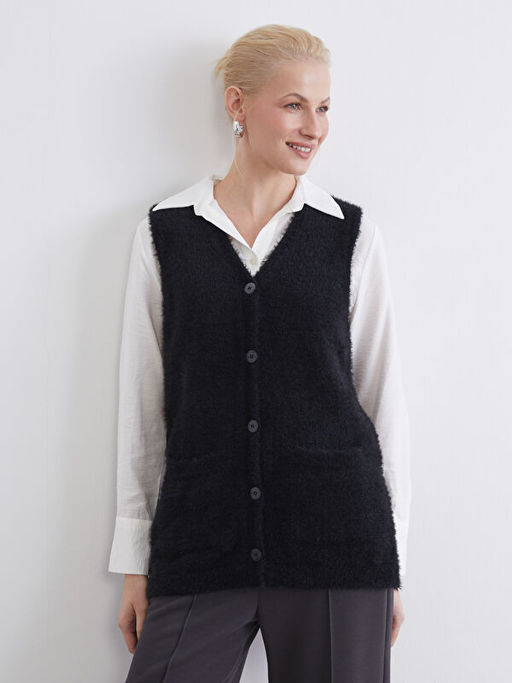 V Yaka Kad?n Triko Yelek