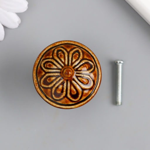 Ручка для шкатулки керамика, металл Цветок кофе 3,9х3,9х3,1 см - Simaland фото 3