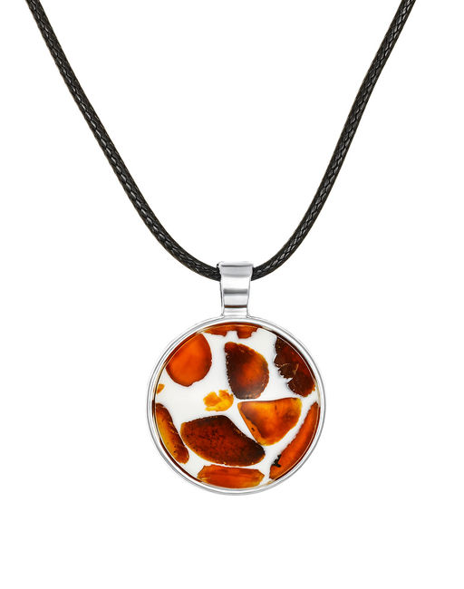 Кулон из янтаря Далматин на шнурке