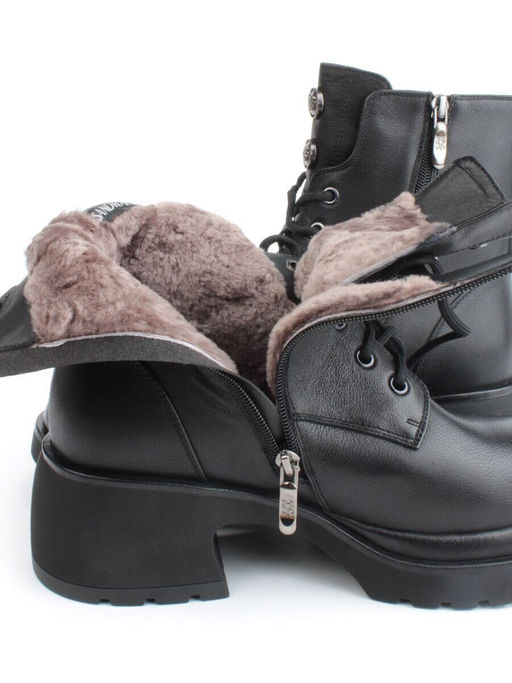 04-M3-H207 BLACK Ботинки зимние женские (натуральная кожа, натуральный мех)