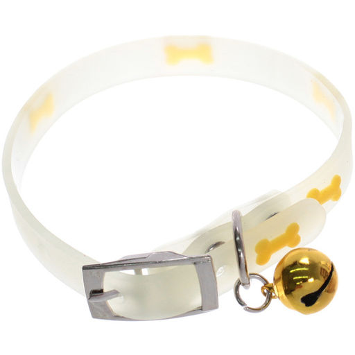 Цена за 6 шт. Ошейник для кошек с колокольчиком 1*30см "Neon-Кость" светящийся Ultramarine