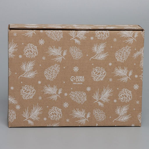 Цена за 2 шт. Коробка новогодняя складная «Шишки», бурый, 27×21×9 см, Новый год