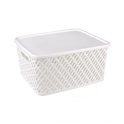 Корзина "Плетенка" (350*290*175) с крыш.белый.(уп10) М3582