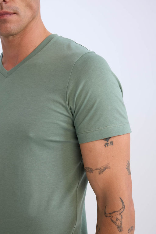 %100 Pamuk NEW REGULAR FIT Esnek Kuma_ Basic Ti__rt - Defacto фото 4