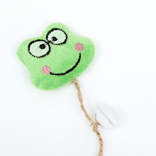 Игрушка для кошек с кошачьей мятой и перьями Лягушонок, 10 см, с бубенчиком - Пижон фото 2