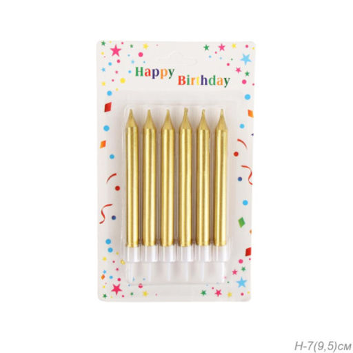 Свеча 6 штук набор / KL-7 /уп 24/360/золото - Галеонтрейд фото 2