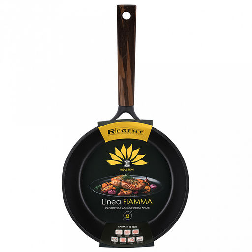 Сковорода с антипригарным покрытием Fiamma д22см, h8,5см, s1,6мм, дно s4,5мм, литой алюминий, бакелитовая ручка с покрытием soft-touch 18,5см, капсульное дно, Regent (Китай) Подходит для всех видов плит, включая индукционную. - Домашняя мода фото 3