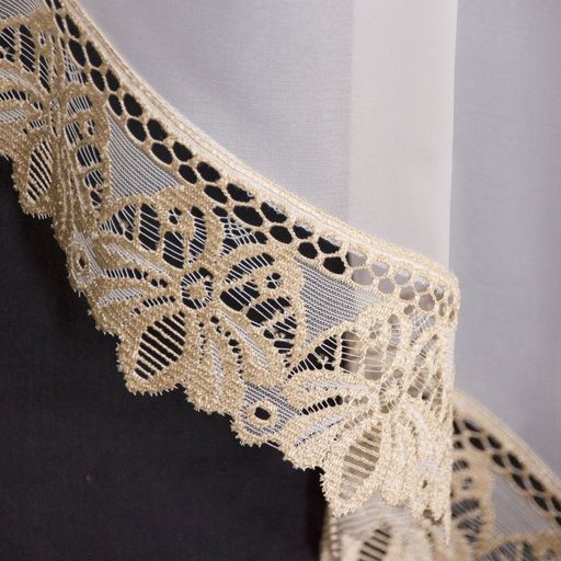 Готовые шторы арт. 0019/Б, РЕЙЧЕЛ, занавеска из вуали с кружевом, БЕЛОСНЕЖНАЯ, размеры 300 см ширина, 170 см высота, пошита на шторной ленте