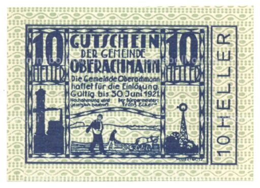 10 геллеров 1920 года Австрия  Нотгельд
