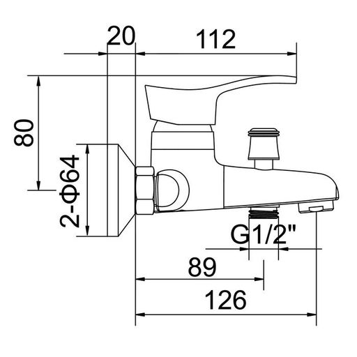 Смеситель для ванны Accoona A6061, однорычажный, силумин, хром