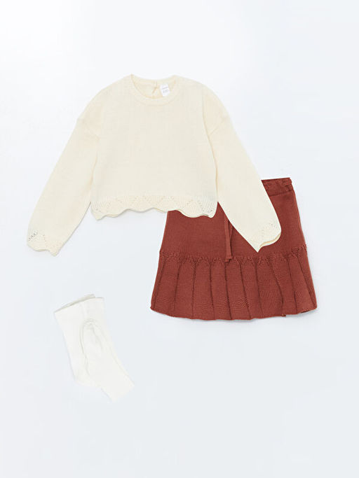 Bisiklet Yaka Uzun Kollu K?z Bebek Tak?m 3l?