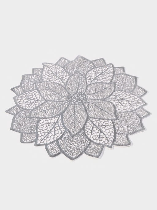 Цена за 12 шт. Салфетка сервировочная на стол Цветок, d=43 см, цвет серебряный - Simaland фото 11