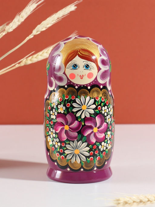 Матрёшка дерево «Любовь», сиреневый платок, 5-кукольная, 19 см