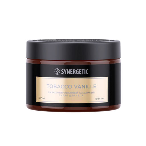 Натуральный кофейный скраб для тела SYNERGETIC Tobacco-vanille/табак-ваниль 300мл