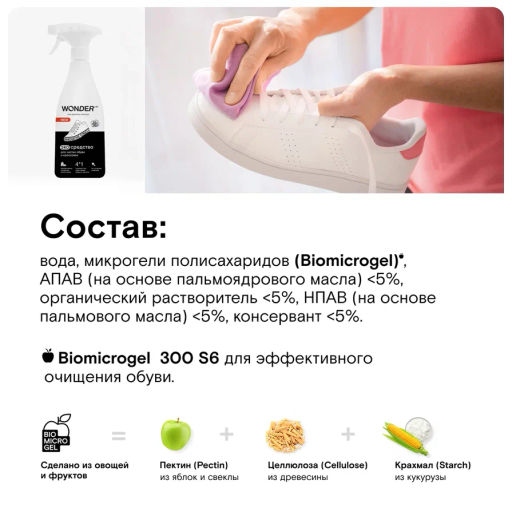 Пена очиститель для обуви и кроссовок WONDER lab, 550мл