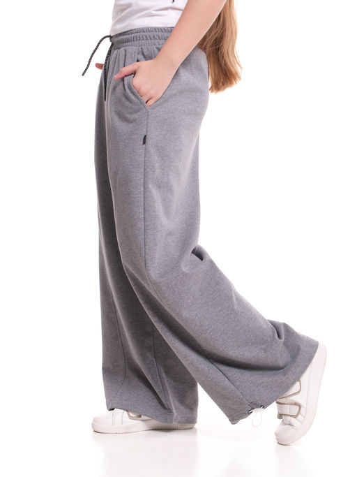 Брюки для девочки с утяжкой внизу 22-7708 темно-серый меланж - Mini maxi фото 6