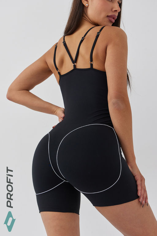 Спортивный женский комбинезон с кантом, черный, km.040.001 - Profit фото 8