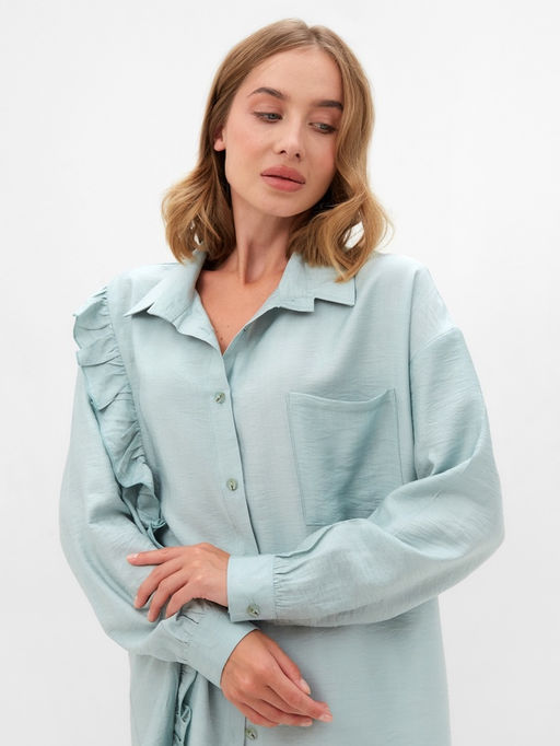 Костюм женский (блузка, шорты) MINAKU: Casual Collection, зелёный, размер 46