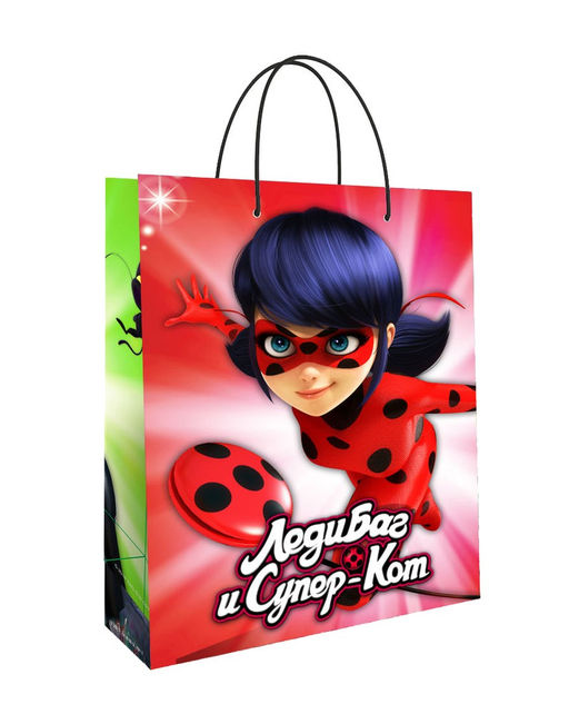 ND Play. Леди Баг и Супер-Кот Пакет подарочный большой (красный с зеленым) 220х310х100 мм арт.283342