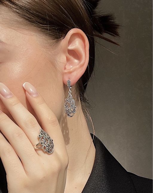 Серьги с марказитом - Серебряные крылья фото 2