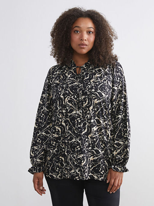 Ba?lamal? Yaka Desenli Bluz