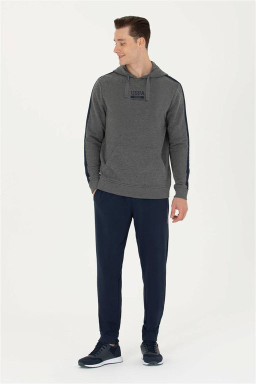 U. S. Polo Assn Мужская толстовка с капюшоном антрацитового меланжевого цвета - U.s. polo assn фото 12