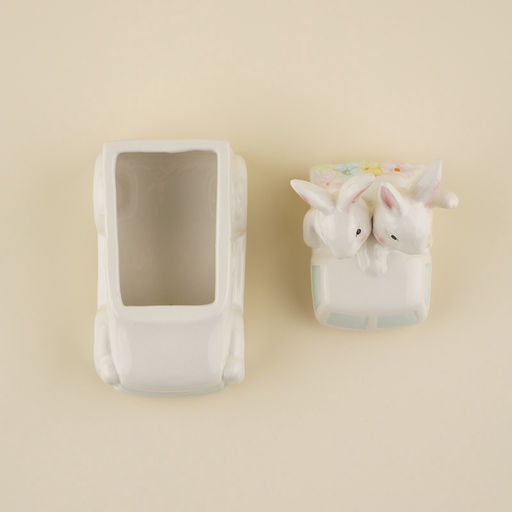 Конфетница SL Home «Пасхальные кролики», 17×10.5×17 см, доломит, белая