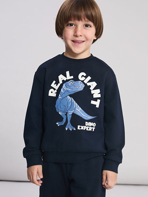 Bask?l? Erkek ?ocuk Sweatshirt ve E?ofman Alt?